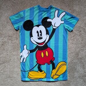 Disney Mickey & Co Size Medium Night Sleep Shirt Striped VTG Mickey